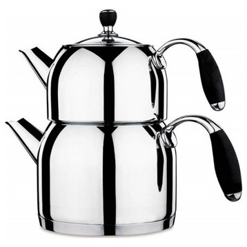 Korkmaz Stainless Steel Turkish Teapot Team 3.1 Liters, Induction Compatible, Bl