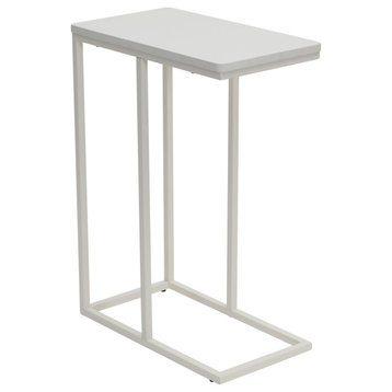 C-Shaped for Accessiblity Side End Table Scandinavian White, White Metal
