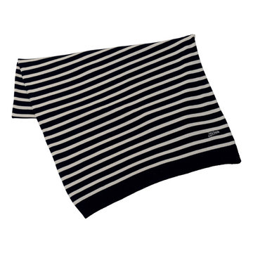 KNITTED DECORATIVE THROW INTEMPOREL NOIR IN BLACK AND WHITE STRIPES