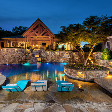 Tiered Grotto Lagoon Pools Inside & Out