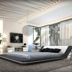 Marquee Modern Leather Bed with LED Lights - Lighting