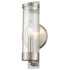 Wall Sconce With Clear Glass, Brushed Nickel