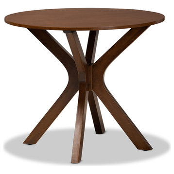 Kenji Modern Walnut Brown Finished 35, Inch, Wide Round Wood Dining Table