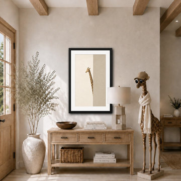 Between Walls Framed Art in a Warm Neutral Entryway
