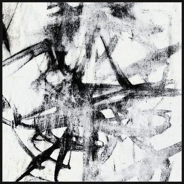 "Monotype Scribble II" Floater Framed Painting Print on Canvas, 48"x48"