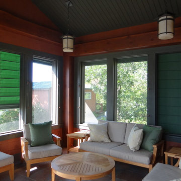 Shades operate from inside porch
