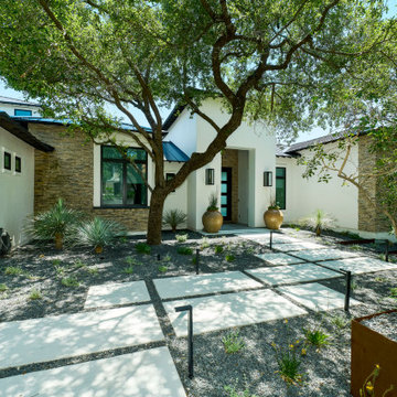 Contemporary home exterior in Benjamin Moore "Simply White"
