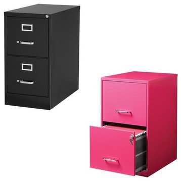 Value Pack (Set of 2) Drawer File Cabinet in Black and Pink