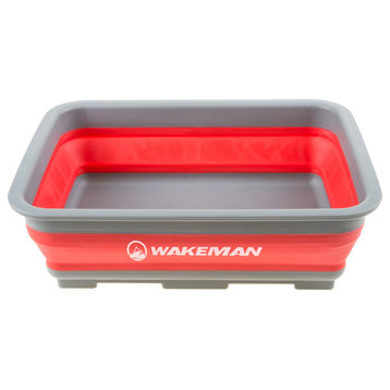 Wakeman 10L Collapsible Portable Camping Wash Basin, Red