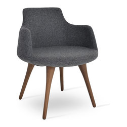 DERVISH WOOD WALNUT-DARK GREY CAMIRA WOOL - Dining Chairs