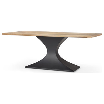 Maxton Light Brown Wood With Black Metal Dining Table