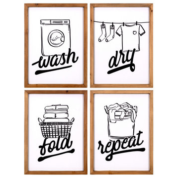 Stratton Home Decor Wash, Dry, Fold, and Repeat High Gloss Laundry Wall Art Set
