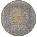 KAS - KAS Ria 6825 Slate Gray Elegance Area Rug, 9' Round - Create an elegant living space with these vintage traditional rugs. Our Ria Collection is soft in color and timeless in pattern, creating the perfect centerpiece for any room. Machine woven of wool in China with a 0.5" pile height.