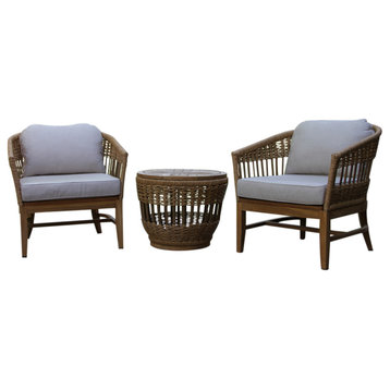 2 Person Bohemian Seating Group With Storage Accent Table