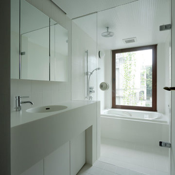 Minimalistic Japanese White Bathroom