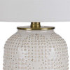 Benzara BM241866 Table Lamp With Dotted Ceramic Body and Round Base, White