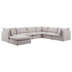 Meridian Furniture - Mackenzie Linen Textured Fabric 7-Piece Modular U-Shaped Sectional, Beige - Mix and match the pieces from the Mackenzie series to create a beautiful seating group that's perfect for the whole gang. These exceptionally crafted sofas, sectionals, and other components are meant to be put together into an infinite number of configurations based on your particular needs and space requirements. Each is upholstered from top to bottom in soft durable linen textured in your choice of colors. Attach the pieces of your choice easily thanks to the included attachment latches.