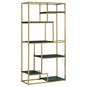 Pemberly Row 6 Shelf Bookcase in Champagne