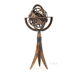 Brass AK022 Armillary on Horn Stand - Decorative Objects And Figurines