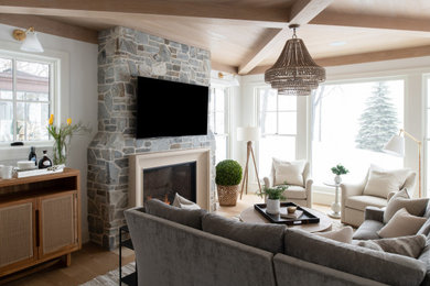 Beach style family room photo in Minneapolis