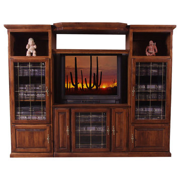 Traditional TV Stand With Media Storage, Unfinished Alder, 67w