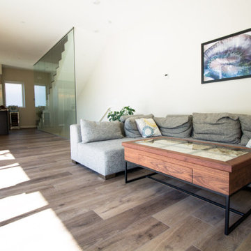 REAS WALNUT, CORK AND STEEL COFFEE TABLE