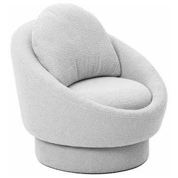 Sammy Light Gray Boucle Swivel Lounge Chair - Light Gray