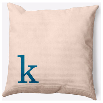 20" x 20" Modern Monogram Indoor/Outdoor Polyester Throw Pillow, Autumn Blue
