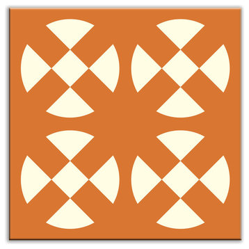 6"x6" Folksy Love Glossy Decorative Tile, Hot Plates Orange