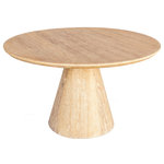 Meridian Furniture - Linette Dining Table, Solid White Oak Wood - Give your home a rustic look with this Linette white oak dining table. Crafted from solid white oak wood, this table is sturdy enough to serve your dining area for years to come. A cerused brushed white oak finish gives the table a natural look perfect for any down-home living space. Its tapered base provides an elegant and sturdy foundation for its round tabletop, ensuring there is lots of leg space underneath the table.
