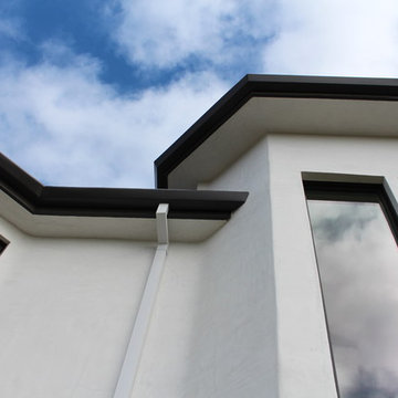 6 inch Angle Face/Flat Face Gutters with smooth Downspouts in Pacific Palisades
