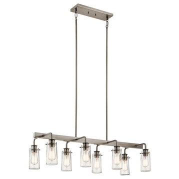Linear Chandelier 8-Light, Classic Pewter