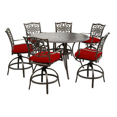 Traditions 7-Piece High-Dining Set With 6 Swivel Chairs and 56" Cast-Top Table