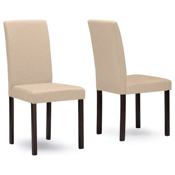 Andrew Contemporary Espresso Wood Dining Chairs, Set of 4, Beige