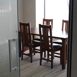 Leather Top Library Table and Chairs - Home Office Furniture