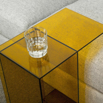 Modern Glass and Lucite Side End Tables