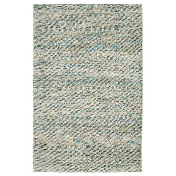 Kaleen Handmade Cord Wool and Chenille Rug, Turquoise, 5'x7'6"