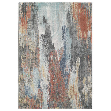 Texmerntini 5'3"x7'3" Red and Blue Woven Area Rug, 2'2"x3'