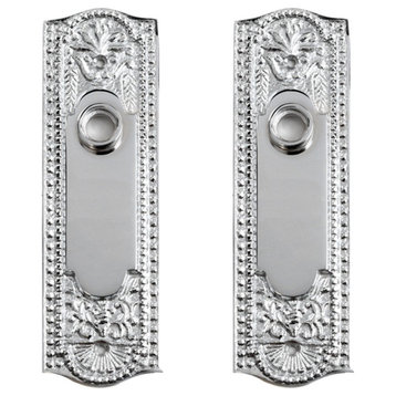Door Back Plate Chrome Solid Brass Beaded Without Keyhole 7 1/4" H Pack of 2