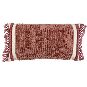 Macrame Fringe Pillow - Rust