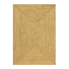 Handwoven and Braided Jute Rug, Beige, 4'x6'