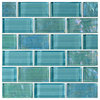 12"x12" Glass Tile Blends Twilight Series, Turquoise