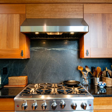 Black Pearl Granite w/ Full Height Soapstone Backsplash