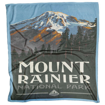 Mount Rainier National Fleece Blanket by Artist Paul A. Lanquist, 50"x60"