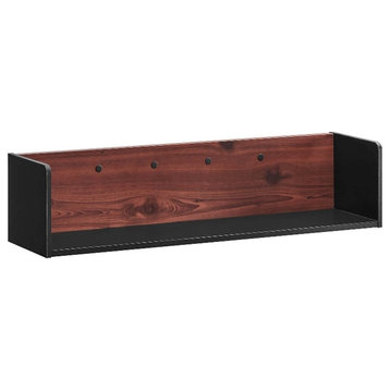 Modway Kinetic Wall-Mount Modern Wood Shelf in Black and Cherry