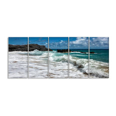 Breaking Waves Coastal Scene 5 Piece Canvas Set, 10"x1.5"x21"