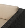 GDF Studio 5-Piece Lorita Outdoor Dark Wicker Sectional Sofa With Beige Cushions