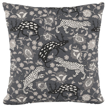 18" Decorative Pillow Polyester Insert, Leopard Texture Charcoal