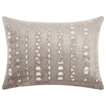 Nourison Home 14"x20" Sofia Velvet Mirror Stripe Silver Gray Throw Pillows