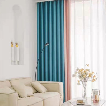 QYFL221G Barwon Plain Dyed Beautiful Blue Pink Cotton Custom Made Curtains For L